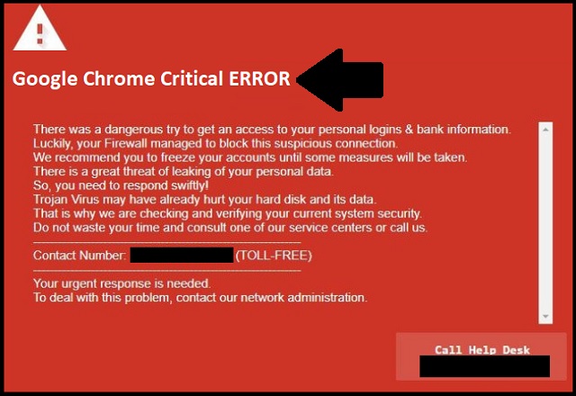 mozilla firefox critical error red screen scam